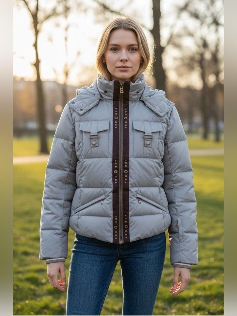 vintage Sonia Bogner quilted down puffer Gray Size 12 Women’s Tiger Motif